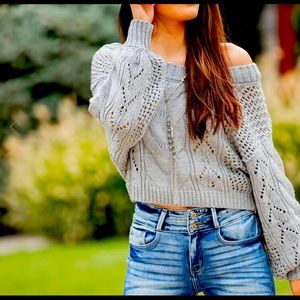Grey Cropped Sweater
